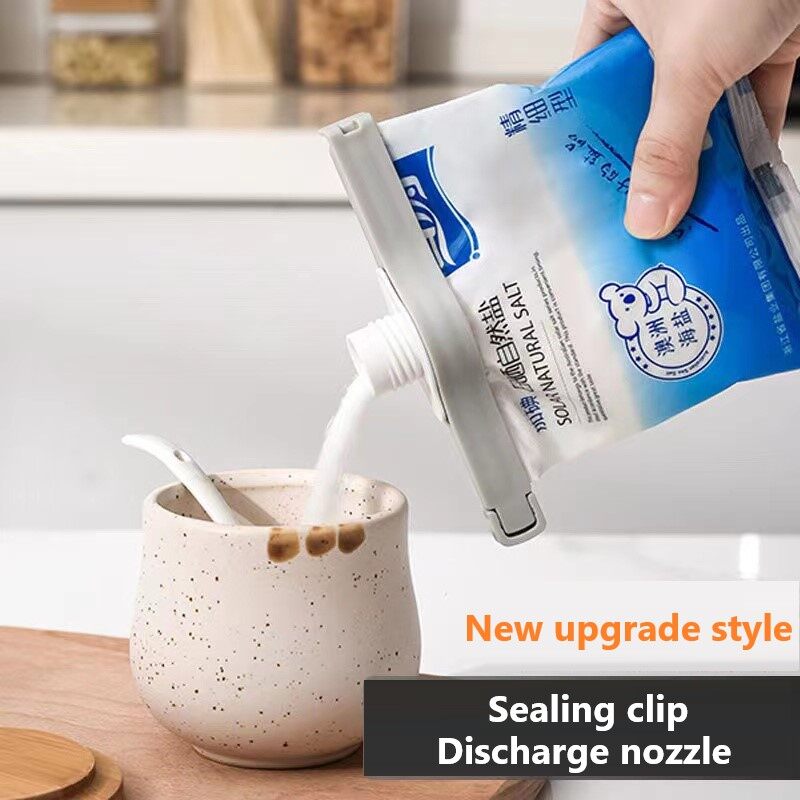 Gambar Sealed Clip Discharge Nozzle Seal Pour Food Storage Bag Clip Food Sealing Clip Effect Clamp With Discharge Nozzle For Storage Food Kitchen Tools