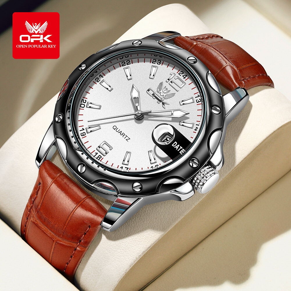 OPK Watch For Men Waterproof Original Fashion Business High Quality Calendar Luminous Stainless Steel Quartz Men's Casual Watches ราคา 310 บาท*ส่งฟรี