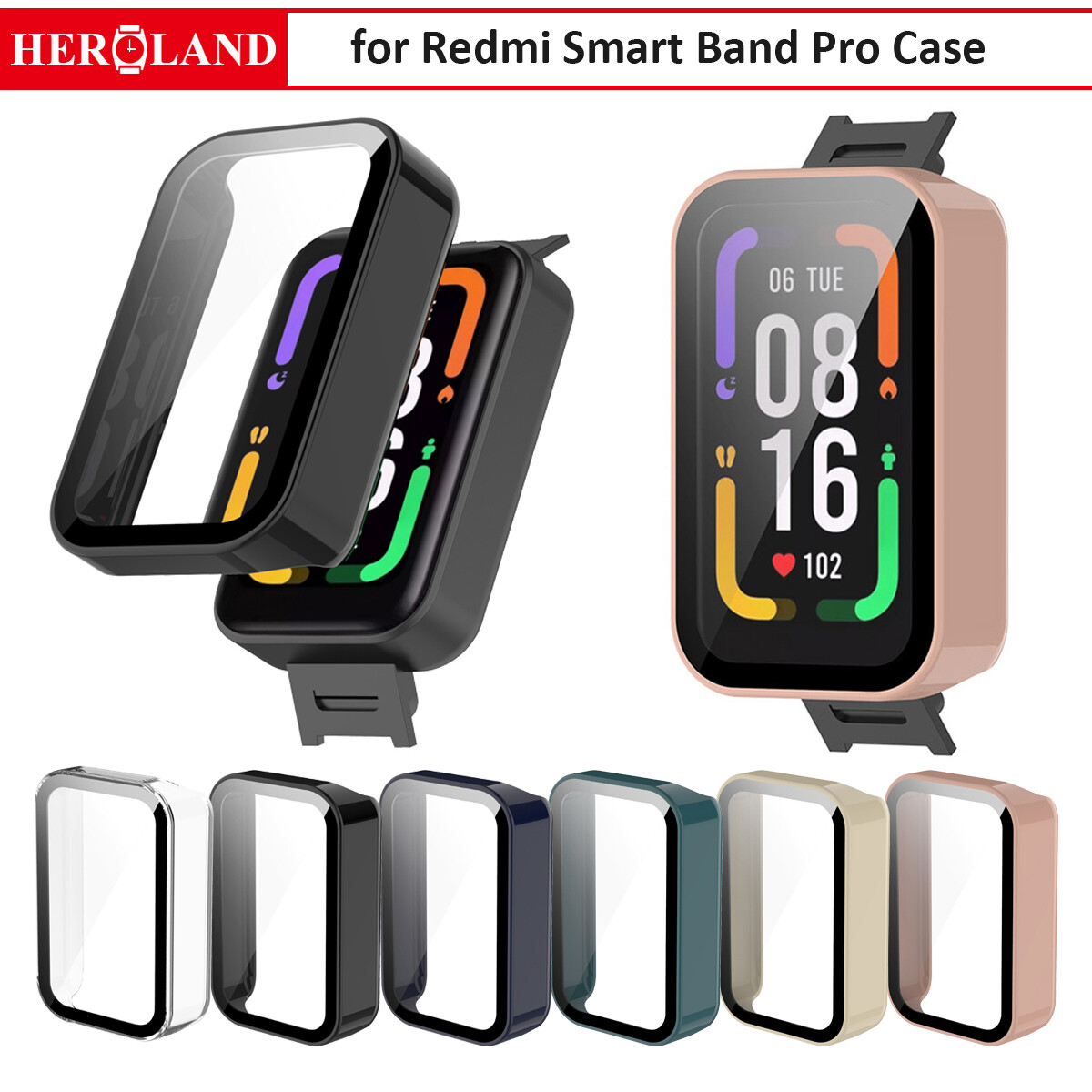 Ốp Bảo Vệ Toàn Bộ Bằng Nhựa PC + Kính Cường Lực Cho Redmi Smart Band Pro Ốp Bảo Vệ Màn Hình Thông Minh Cho Redmi Band Pro