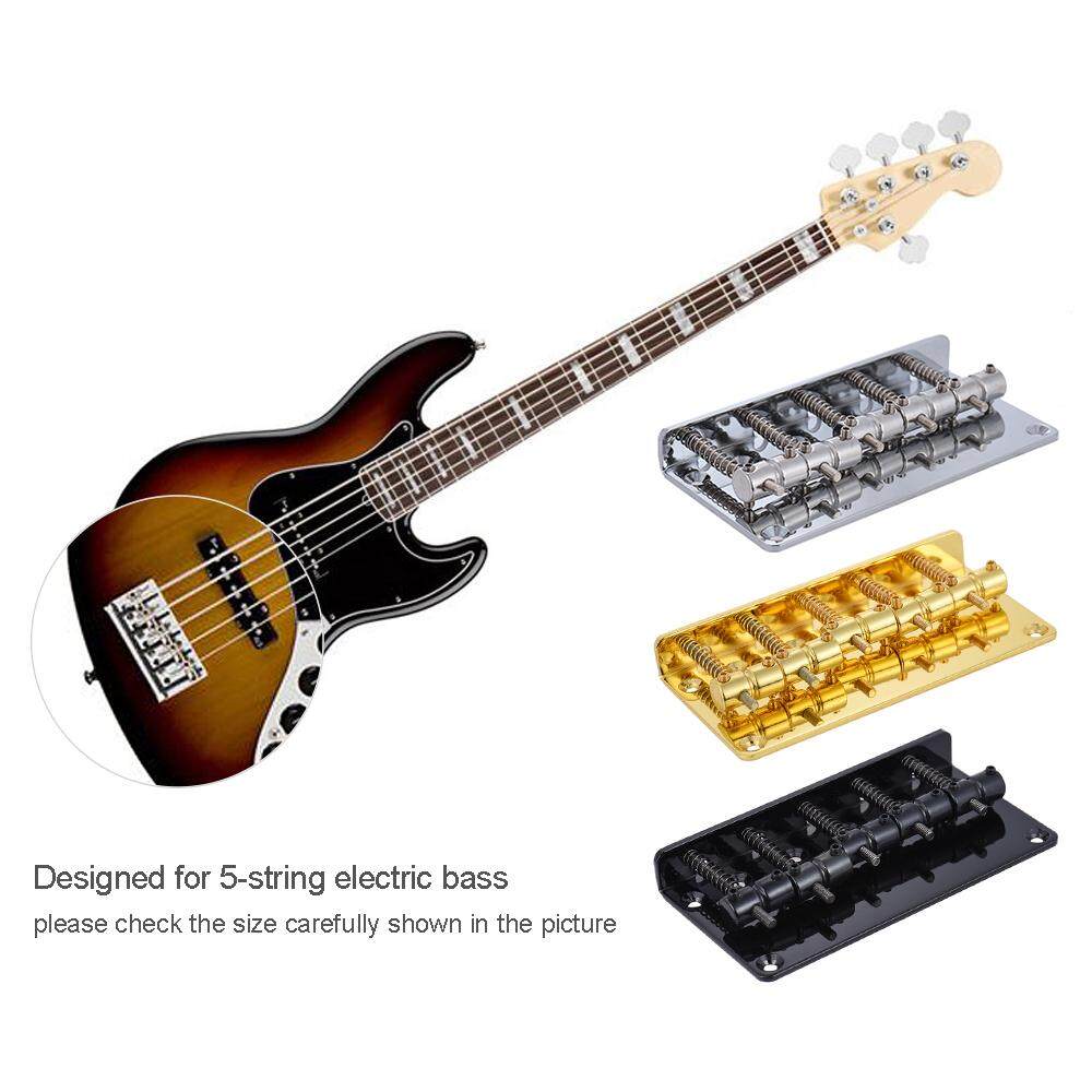ammoon 5-saddle Bridge Set for 5 String Electric Bass Guitar Part Replacement 