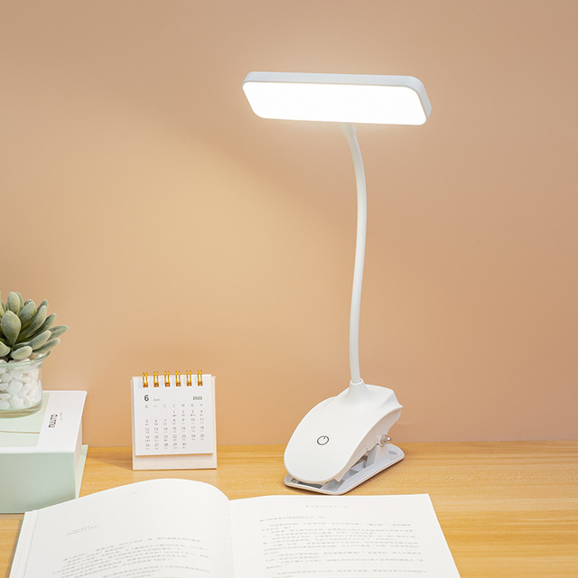 360° Flexible Table Lamp with Clip Stepless Dimming Led Desk Lamp USB Plug-in Bedside Night Light for Study Reading Office Work
