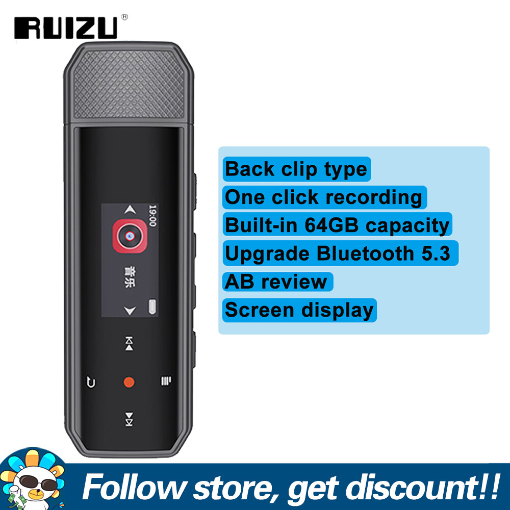 Ruizu X80 MP3 Máy Nghe Nhạc Với kẹp sau 2 Trong 1 Đa Chức Năng U Đĩa Trực Tiếp Cắm Máy nghe nhạc phím cảm ứng Đa Chức Năng Thể Thao Chạy Walkman Bluetooth 5.3 64GB Lossless Máy nghe nhạc hỗ trợ FM Radio Ghi âm giọng nói E-Book A-B Lặp Đi Bộ Pedometer