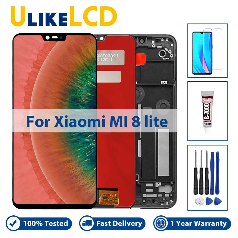 Màn hình 6.26 ''kèm khung cho xiaomi mi 8 lite mi8 lite bộ lắp ráp số hóa màn hình cảm ứng lcd toàn cầu m1808d2tg