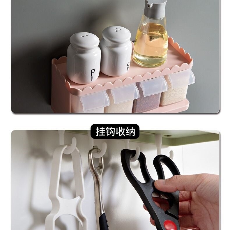 Gambar Seasoning jar set seasoning box kitchen supplies with lid seasoning box salt shaker seasoning household with spoon seasoning box