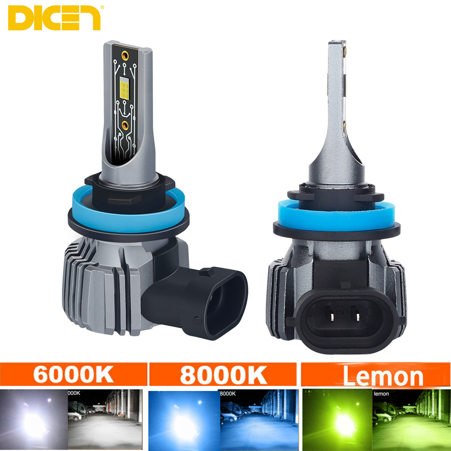 Dicn 1 cặp đèn pha xe hơi led h11 h1 h4 h3 h7 h11 h8 h9 9005/hb3 9006/hb4 20000lm 100w 6000k 8000k đèn pha đèn sương mù đèn pha led tự động đèn xe hơi 12v 24v cắm và chạy