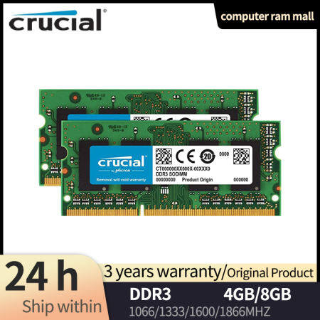 Crucial DDR3 Laptop RAM, Various Speeds, 204Pin SODIMM Memory