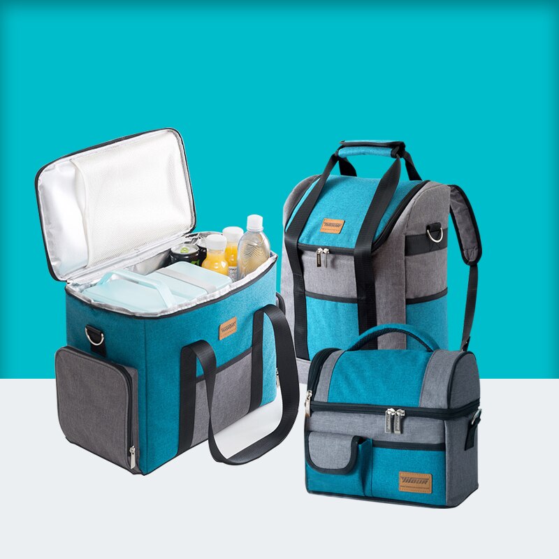 Gambar Large Capacity Cooler Bags Oxford Lunch Box Drink Beer Ice Pack Travel Picnic Backpack Thermal Food Delivery Bag Carrier