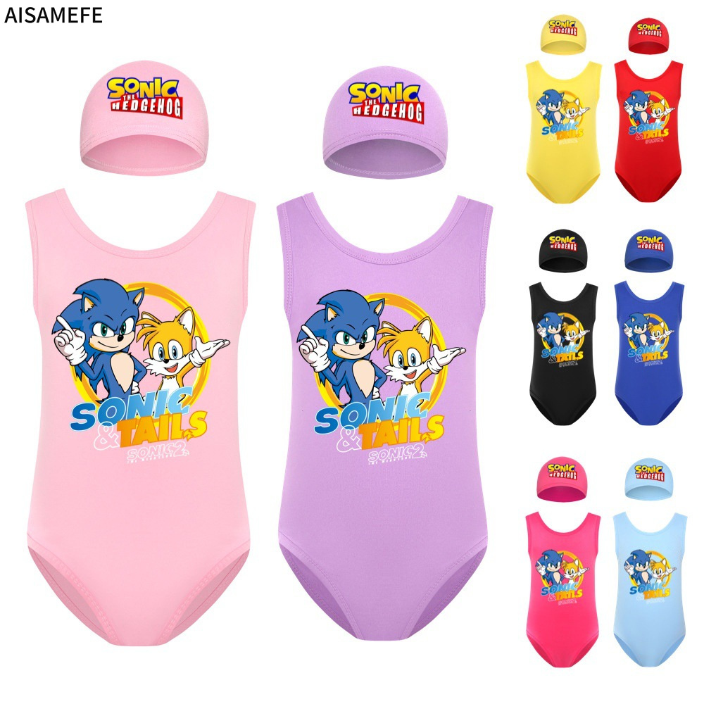 2022 Summer Girls Print Sweet and Cute Cartoon Swimsuit Milk Silk Cool Fabric Send Swimming Cap ราคา  218 บาท*ส่งฟรี