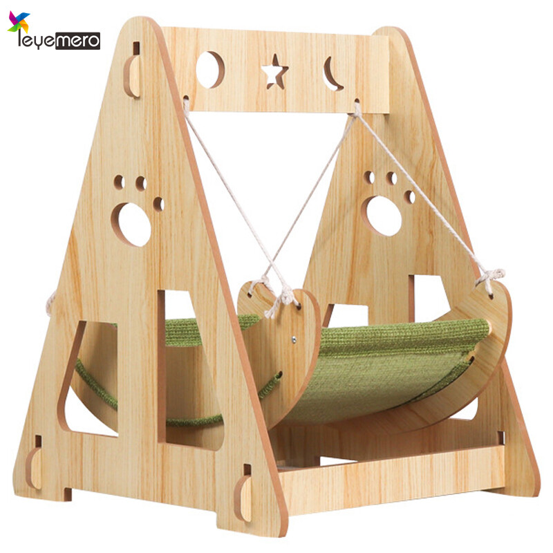 Solid Wood Pet Swing Bed Cat Hammock Dog Rocking Bed ราคา 1,946 บาท*ส่งฟรี