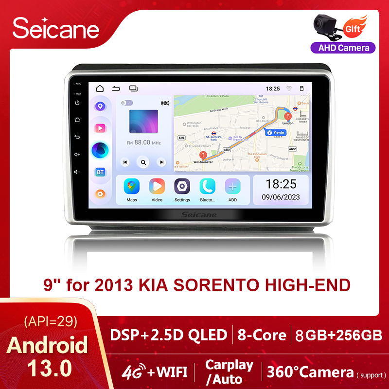 Seicane 9inch 2.5D QLED touchscreen Android 13.0 Head Unit Radio Player for 2013 KIA SORENTO HIGH-END GPS Navigation Bluetooth Car Audio System Support Mirror Link 4G WiFi Carplay Split Screen Netflix PlayStore Waze YouTube ราคา 2,500 บาท*ส่งฟรี