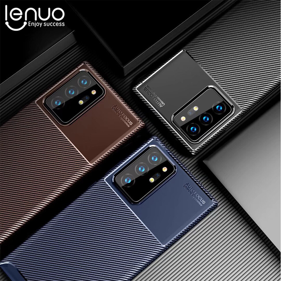 Lenuo Ốp lưng điện thoại di động mờ chống trầy xước chống sợi Carbon TPU chống sốc cho Samsung Galaxy Note 20 Ultra Note 20 Ốp lưng điện thoại