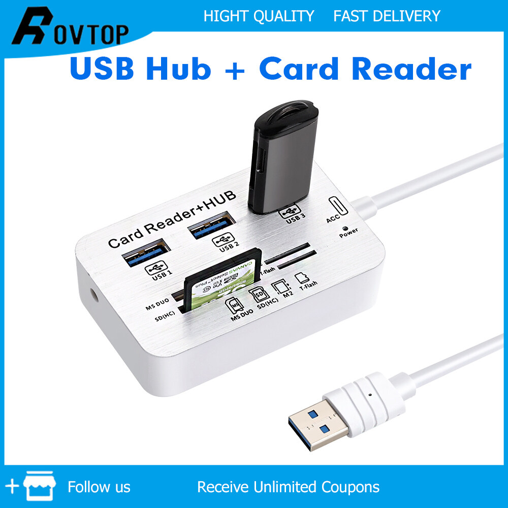 Rovtop Đầu Đọc Thẻ 3.0 Đa Năng Combo Thẻ SD Với Bộ Chia Cổng USB Bộ Chia