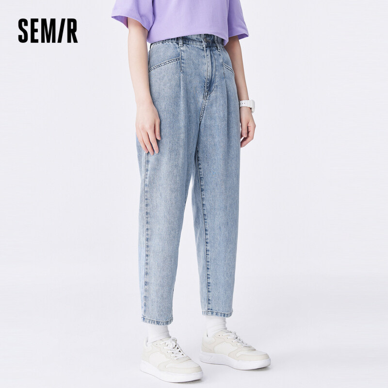 Semir Jeans Phụ Nữ Hoa Eo Thắt lưng co giãn quần chạy bộ Mùa Thu Cotton Thứ Tám Quần cổ điển ngầu Ngọt Ngào