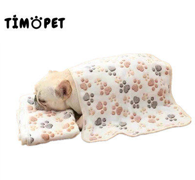 Timopet thảm ngủ mềm ấm áp cho chó mèo thú cưng chăn lông cừu in hình chân chó con thú cưng