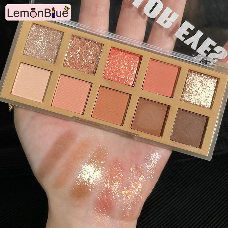 Gambar LemonBlue 10 Colors Glitter Eye Shadow Pallete Pigment Portable Eye Cosmetic Long Lasting Eye Makeup for Women Girls