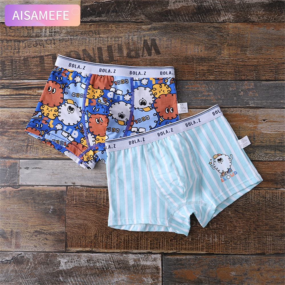 AISAMEFE Wholesale of Boy 2pcs Underwear Pure Cotton Children Middle and Large Children'S Cotton Shorts Teenagers Boys Flat Corner Baby ราคา 158 บาท*ส่งฟรี