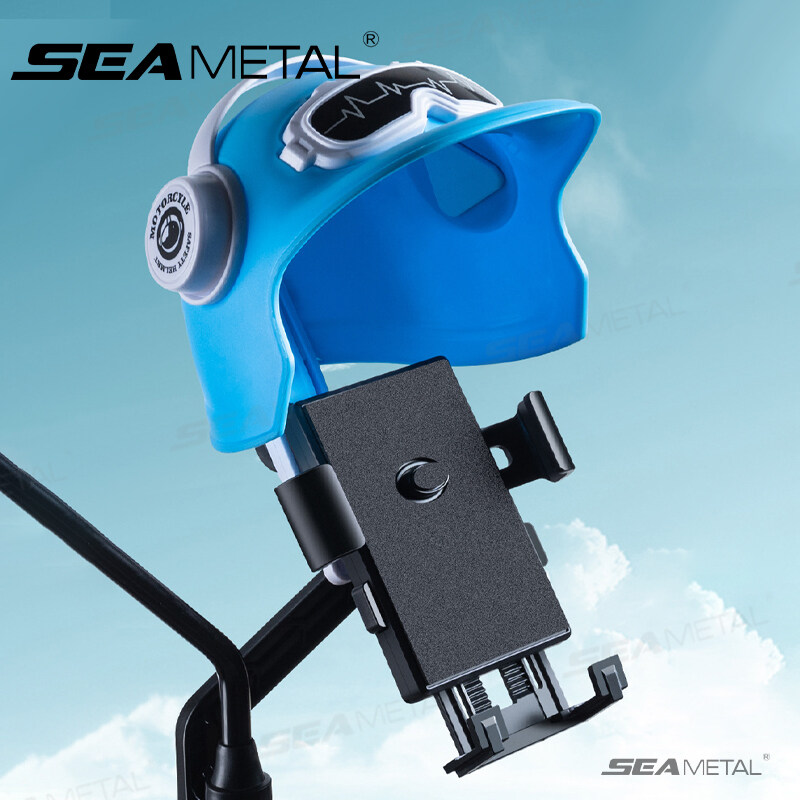 SEAMETAL Motorcycle CellPhone Holder Rainproof Sunshade Helmet MobilePhone Mount  Shockproof  Adjustable Phone Holder