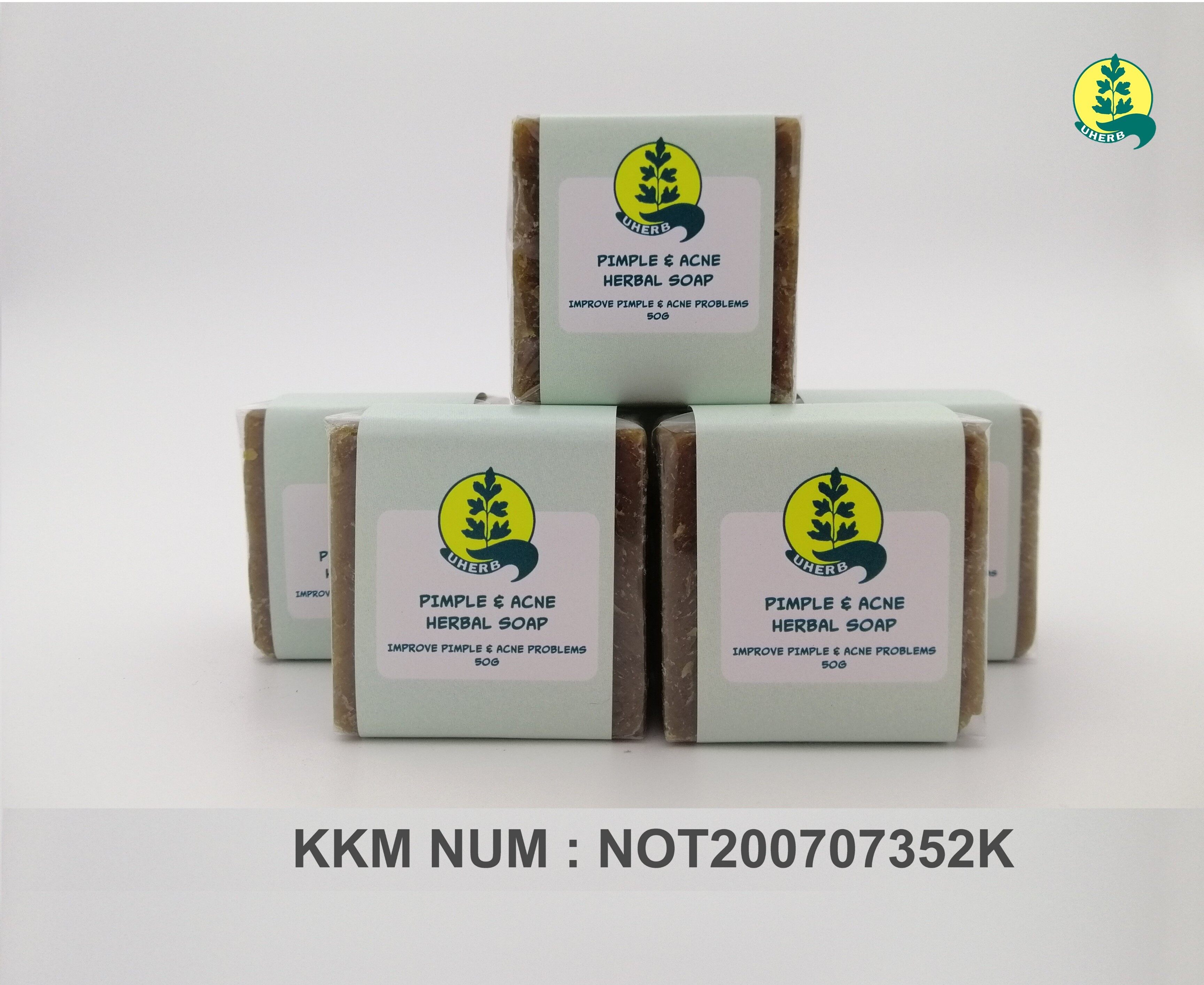 Gambar Uherb Pimples and Acne Herbal Soap for Face and Body 50g Handmade Soap