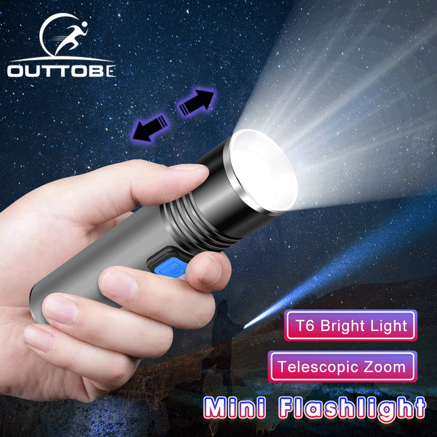 Outtobe đèn pin p70 đèn pin đa năng cầm tay đèn pin phóng to từ xa ánh sáng mạnh đèn pin chống nước đèn pin ngoài trời có thể sạc lại đèn pin lấy nét kiểu ống lồng đèn cắm trại ngoài trời