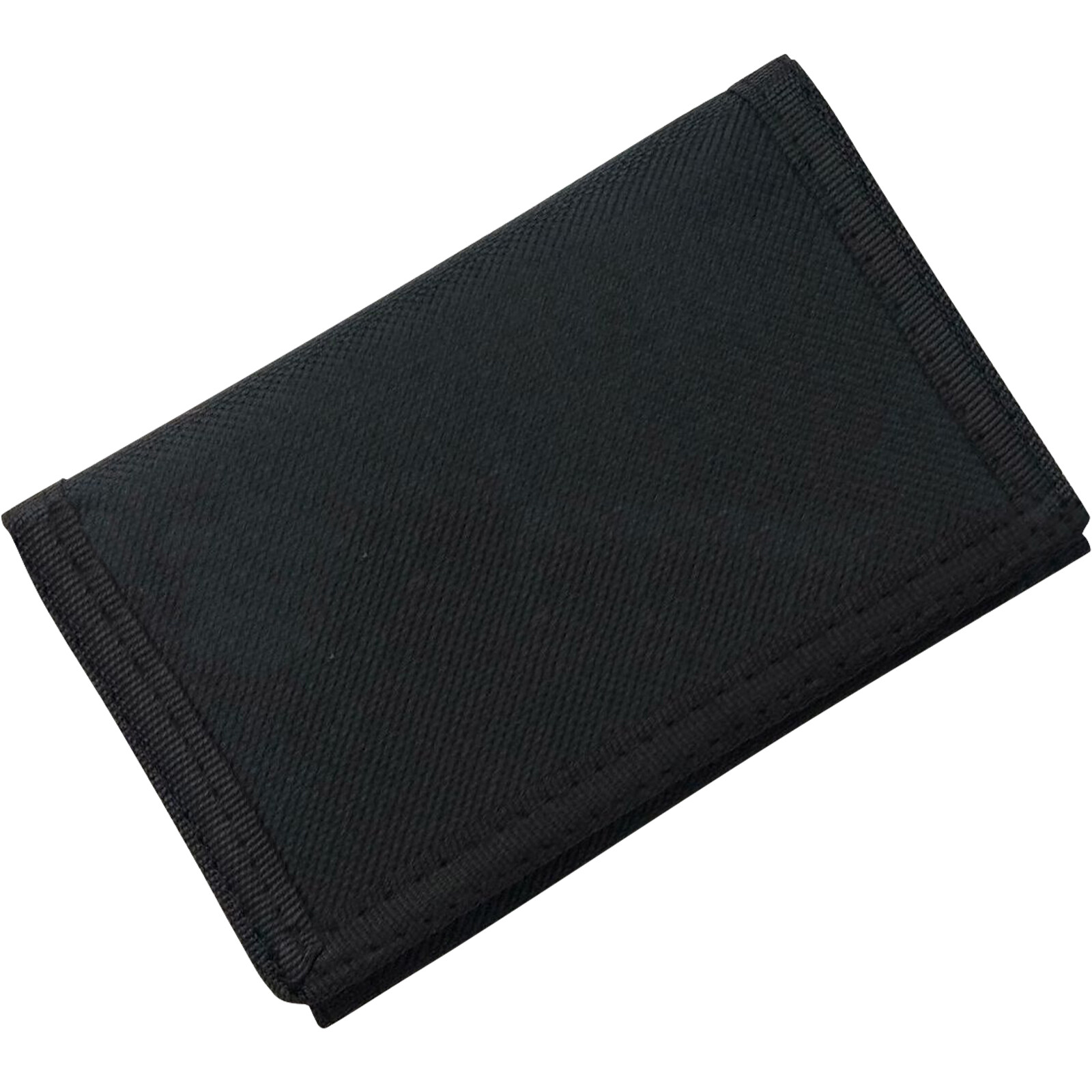 Mens đôi trifold Ví Gấp nhỏ màu đen Ba Velcro màu trơn túi vải đơn giản, chần ví gập mang theo với Cross-Dụng cụ nối xích thẻ trong suốt chủ