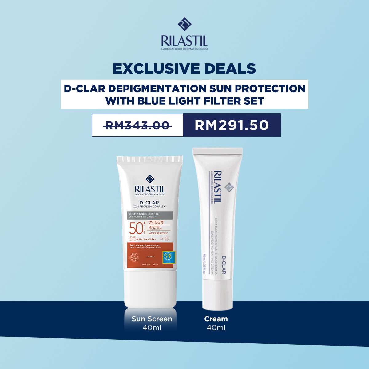 Gambar Rilastil D Clar Depigmentation Sun Protection with Blue Light Filter Set