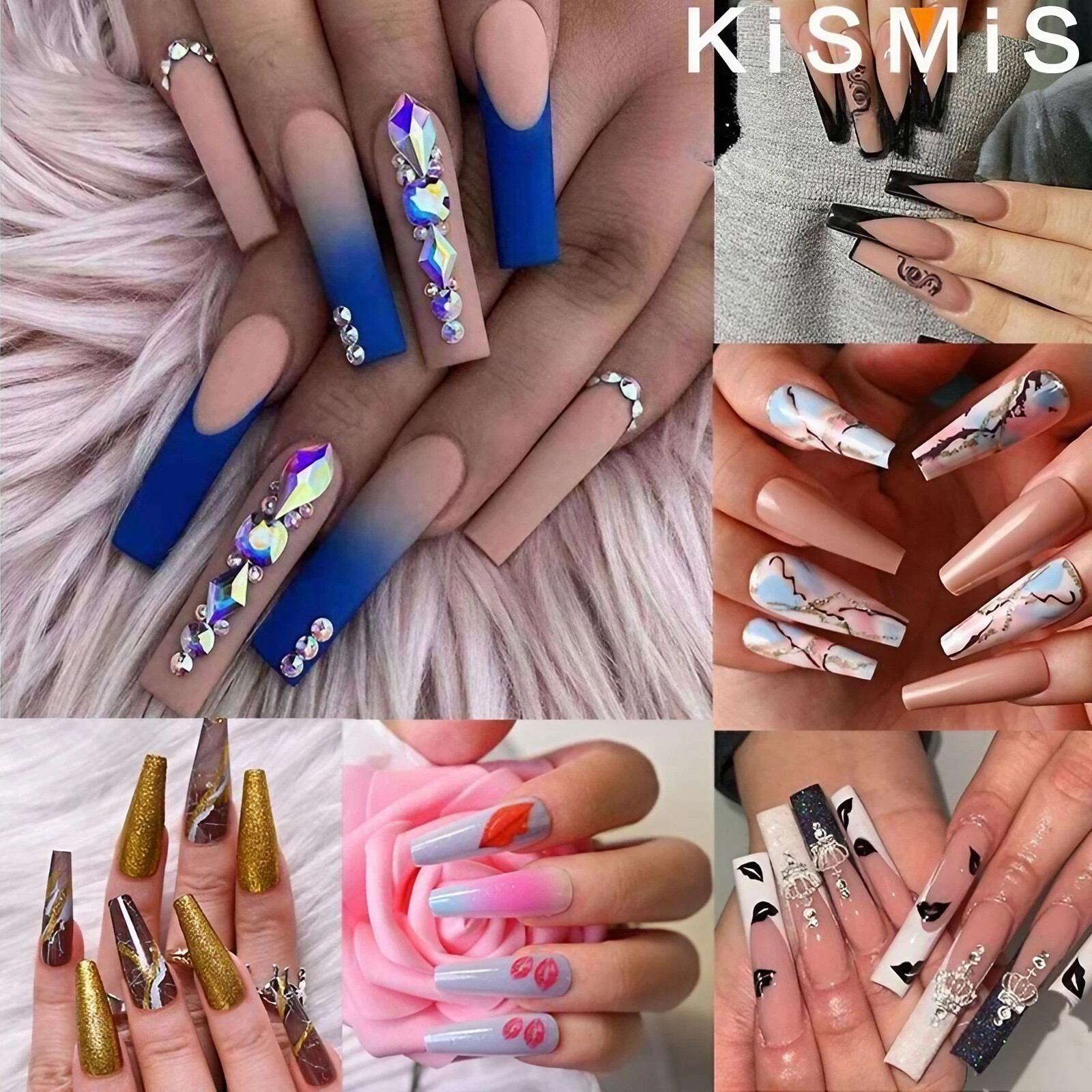 Kismis 1 bộ móng Tay Dài Mặc móng tay móng giả làm móng tay làm móng tay hoàn thành Móng Tay mặc móng tay 1 bộ/24pcs