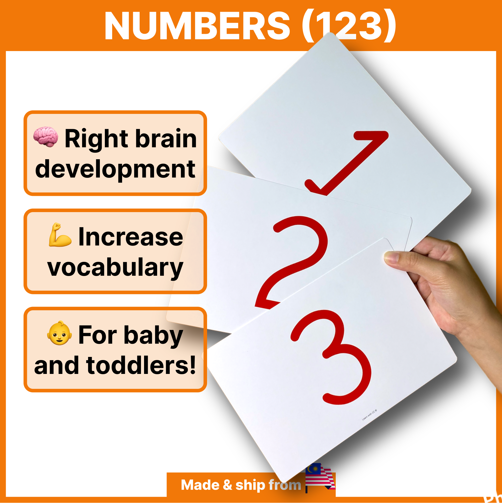 Big Flash Card Numbers 123 Dots Kad Imbas Besar Real Image