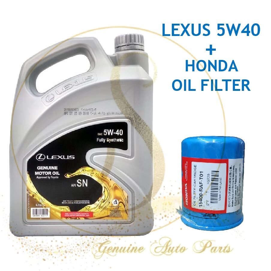 Original New Lexus 5W40 4L API-SN Fully Synthetic Engine Oil FREE Honda Oil Filter 15400-RAF-T01