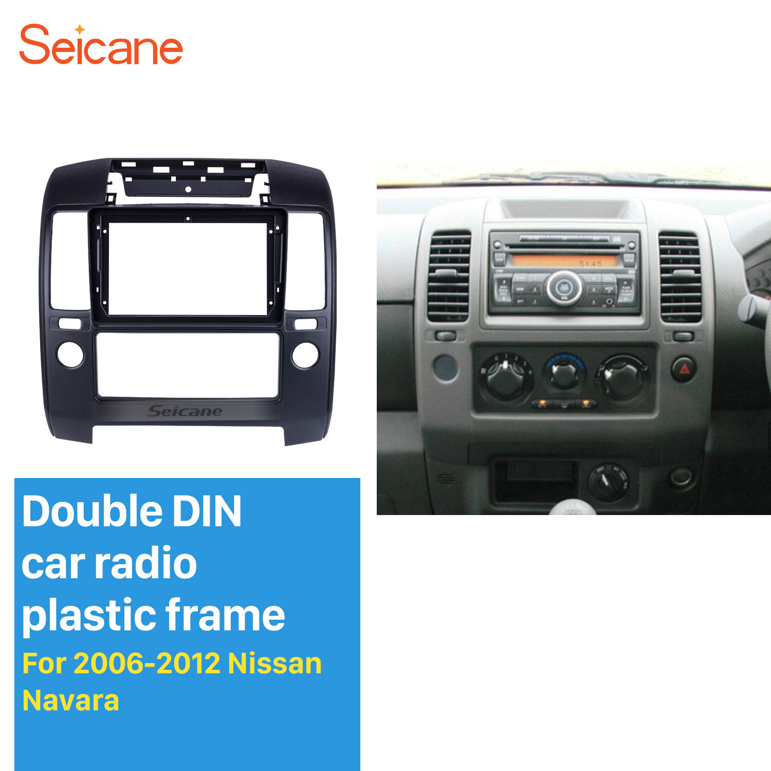 Seicane 9 inch Fascia Black Frame Car Dashboard Spacer for 2006 2007 2008 2009 2010 2011 2012 Nissan NAVARA Dash Mount Kit Trim Panel No gap ราคา 580 บาท*ส่งฟรี