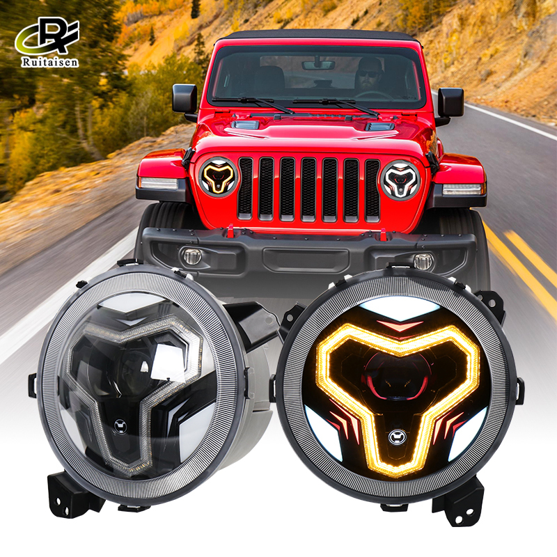 9 Inch Round Led Headlights Plug and Play with Halo DRL Turn Signal Headlamp for 2018-2021 -Wrangler JL JLU Gladiator ราคา 4,155 บาท*ส่งฟรี