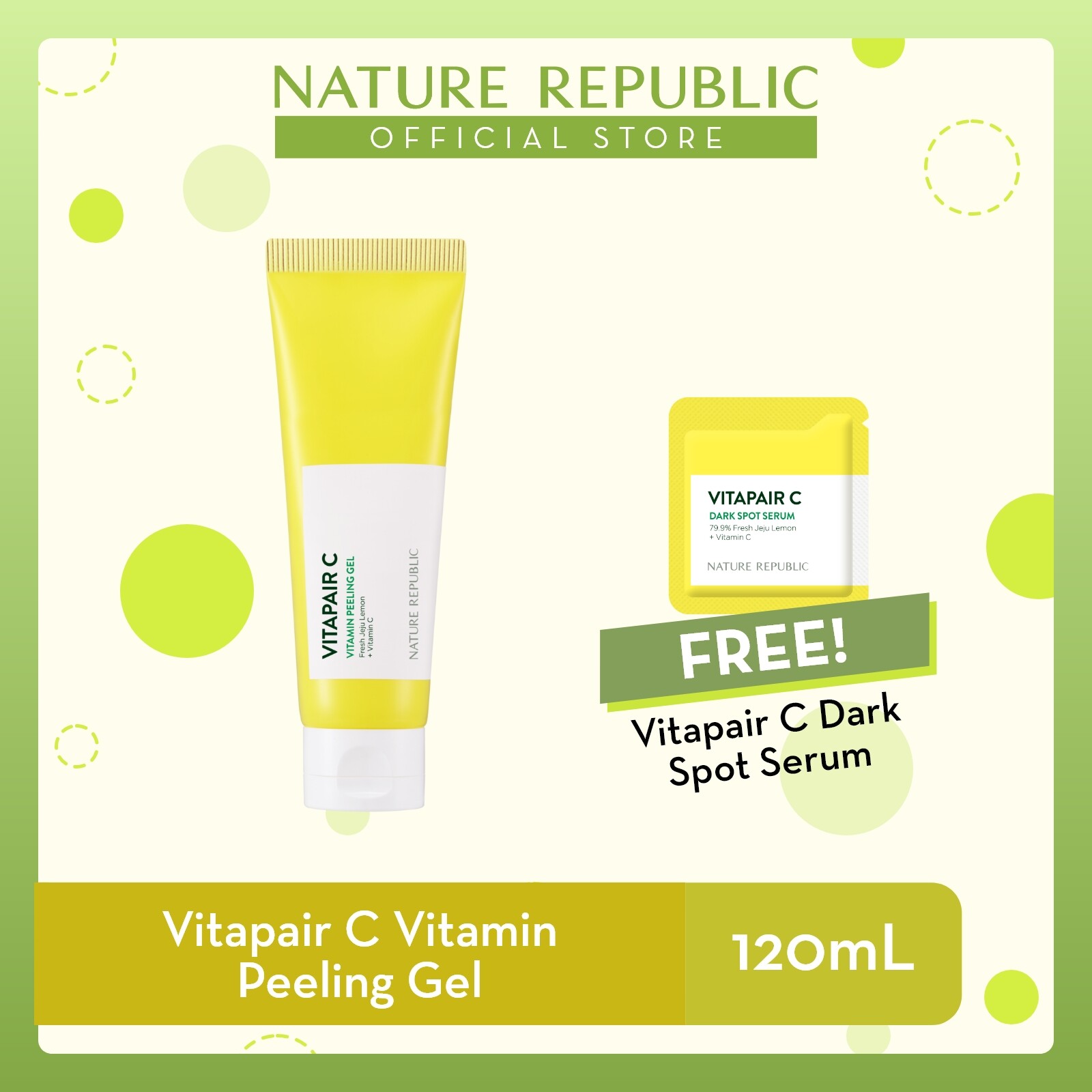 Gambar Nature Republic Vitapair C Vitamin Peeling Gel   Vitamin C for Dull Skin (120 mL) + Vitapair C Dark Spot Serum (1mL) ?