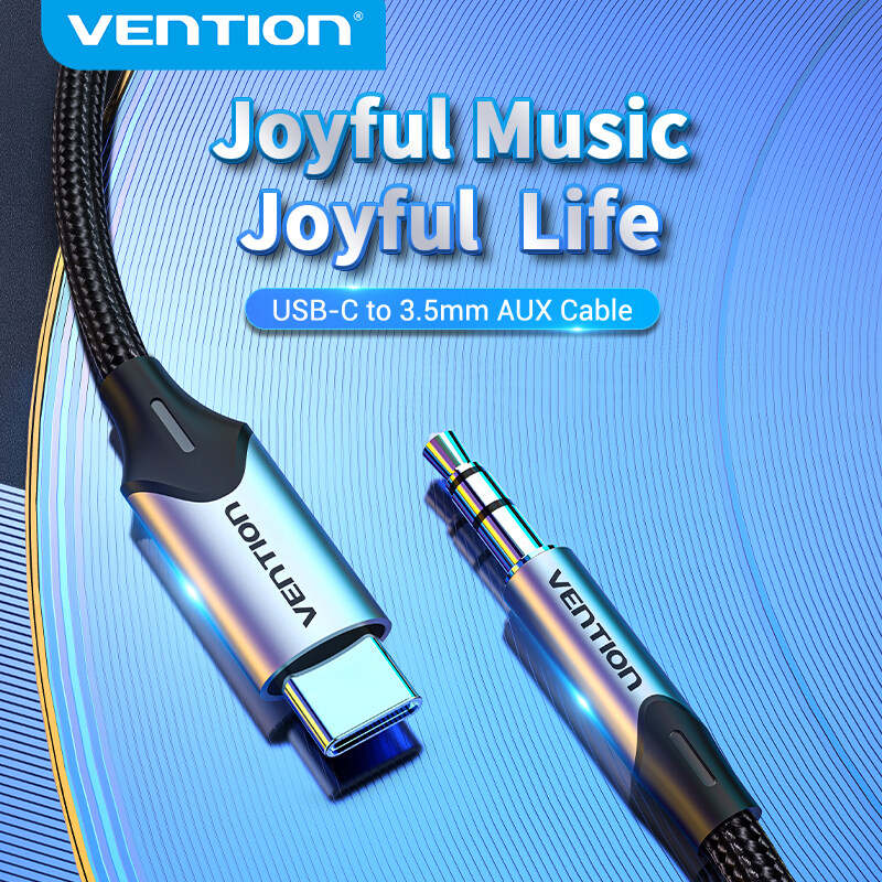 Vention Type C Audio Cable USB C Male To 3.5mm Male Aux Cable Jack HiFi Pure Sound Type C 3.5mm Jack