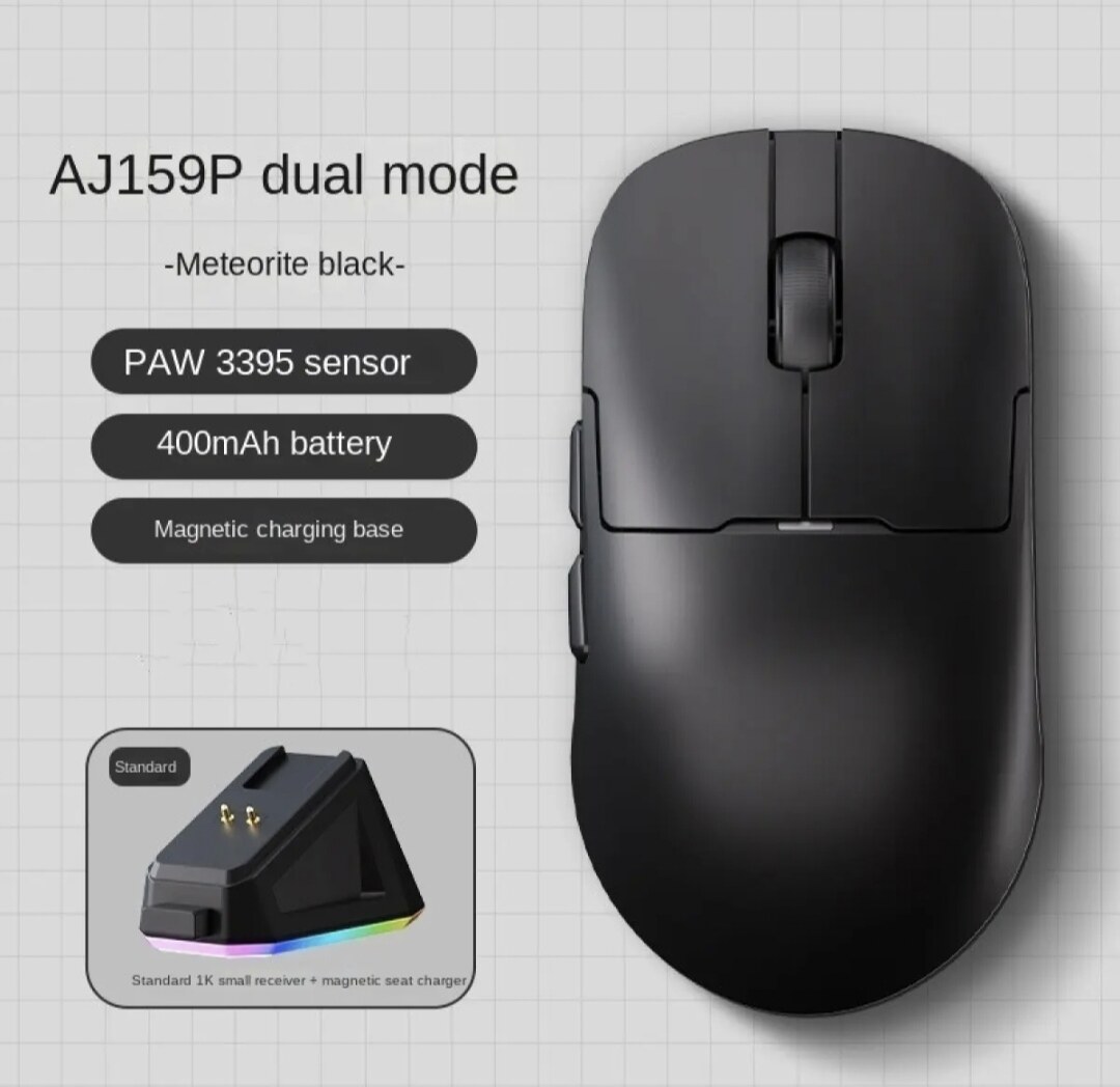 Ajazz Aj159 Apex PAW3950 Sensor Lightweight Wireless Three Mode Game Mouse (With Charging Base) Supp
