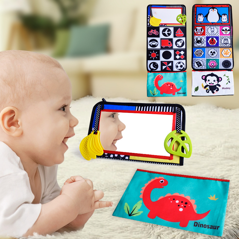 Hyg Haha gương sách vải có thể gập lại nhận thức Sách vải bé màu sắc cảm giác đào tạo giáo dục sớm Sách vải chu vi giường