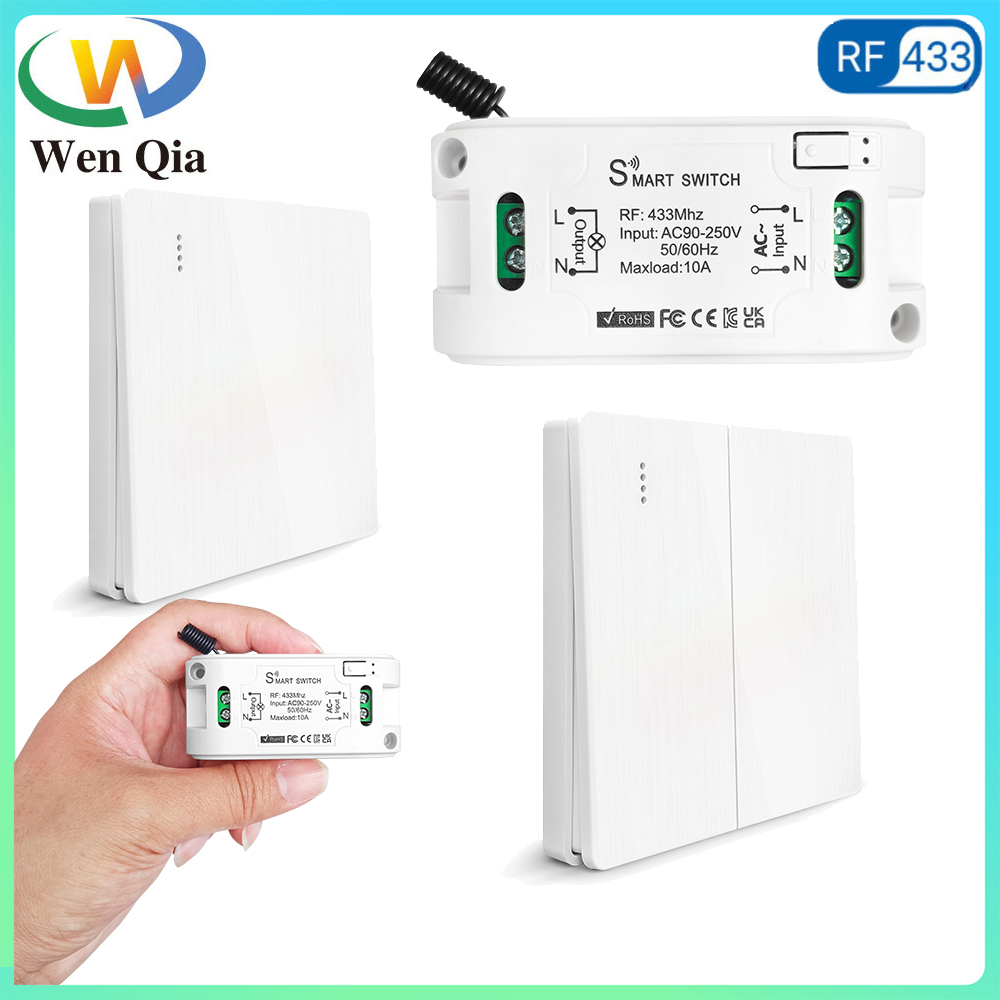 Wenqia công tắc gắn tường không dây và ánh sáng công tắc điều khiển từ xa 10A 110V 220V 230V Rơ Le thiết bị nhận interruptor cho đèn bóng đèn LED