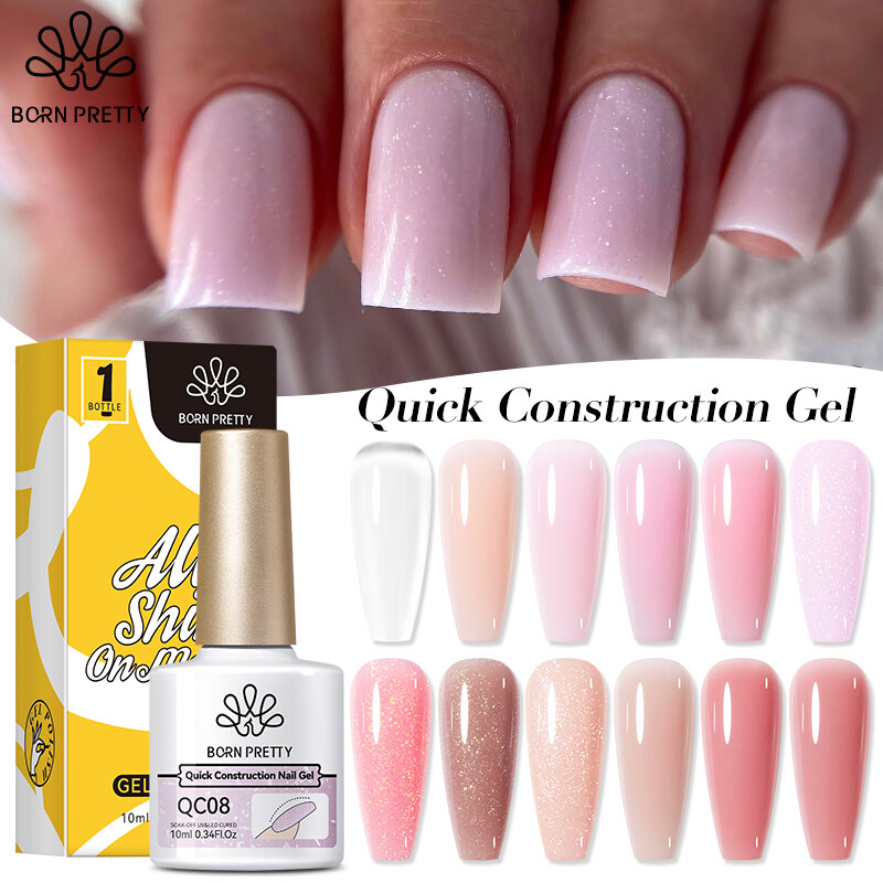 BORN PRETTY Nail Polish Nude Construct Hard Gel Milky White Pink Semi