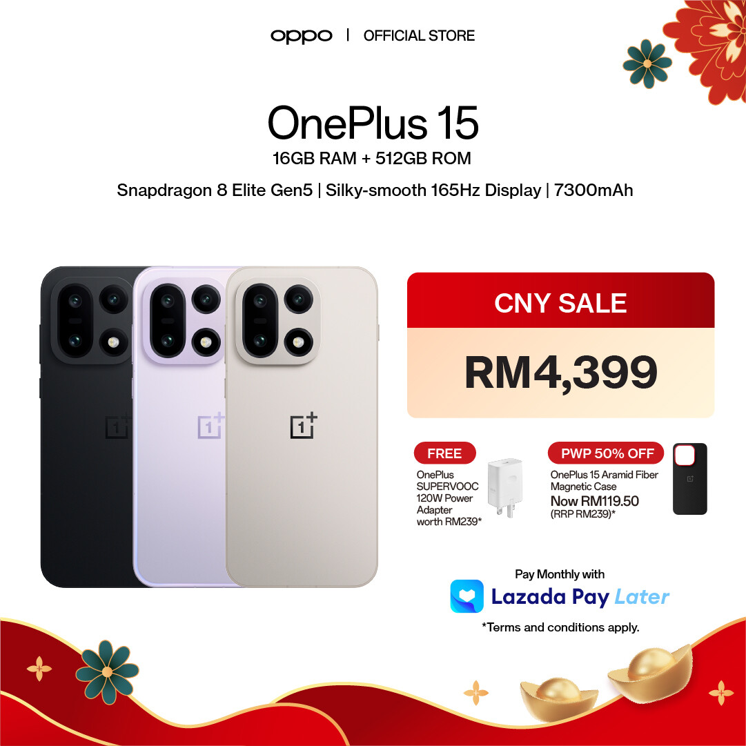 [NEW] OnePlus 15 Smartphone | 16GB + 512GB | Snapdragon 8 Elite Gen5 | 165 Hz | 7300mAh | 4K 120fps Dolby Vision - Jenama OnePlus Harga 5,199 Ringgit*Penghantaran Percuma