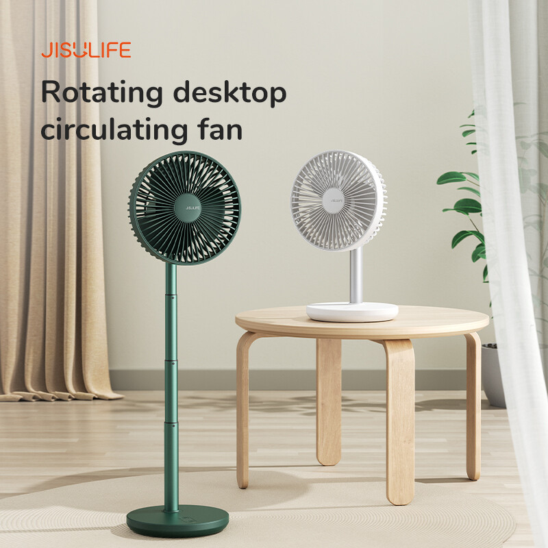 JISULIFE Quạt Bàn Dao Động Quạt Đứng USB Di Động, Mở Rộng 8000MAh Loại Pin C Nhanh Chóng Sạc
