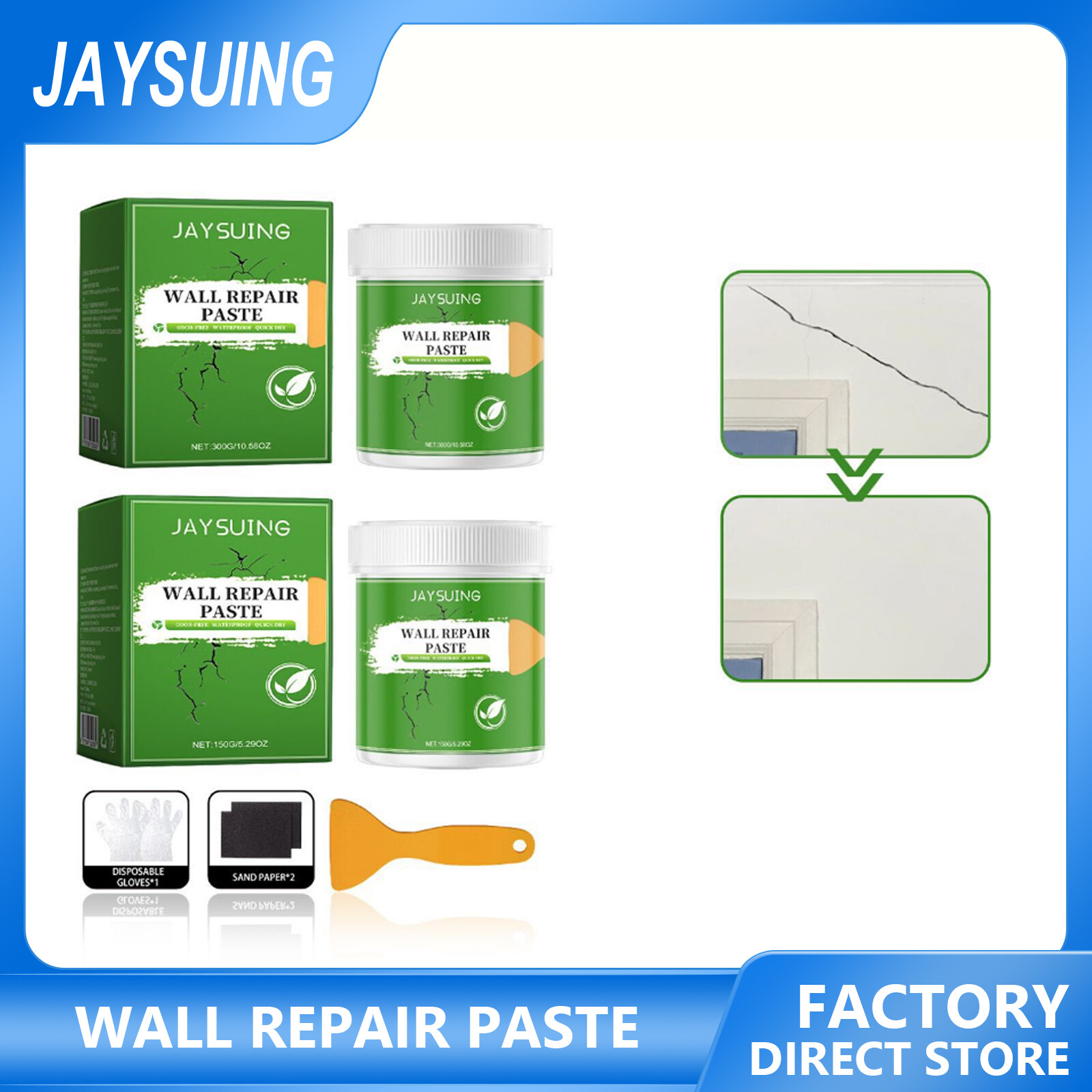 Jaysuing Multipurpose Ceramic Repair Agent Strong Adhesion Professional Floor Repairing Cream Anti-leaking for Toilet Bathroom Wall Floor Wall Mending Agent Leak-Trapping Drywall Hole Peeling Gap Repair Paint Valid Mouldproof Quick-Drying Restore Wall ราคา 250 บาท*ส่งฟรี