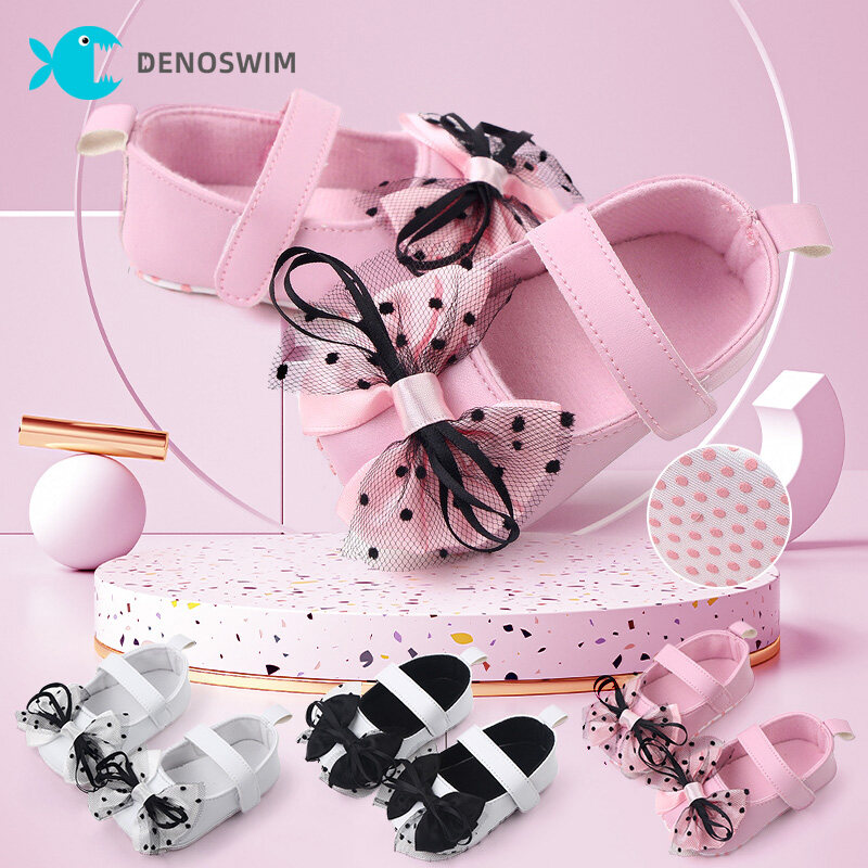 DENOSWIM Cute Baby Flat Shoes for Girls Soft Bowknot Princess Shoes Anti