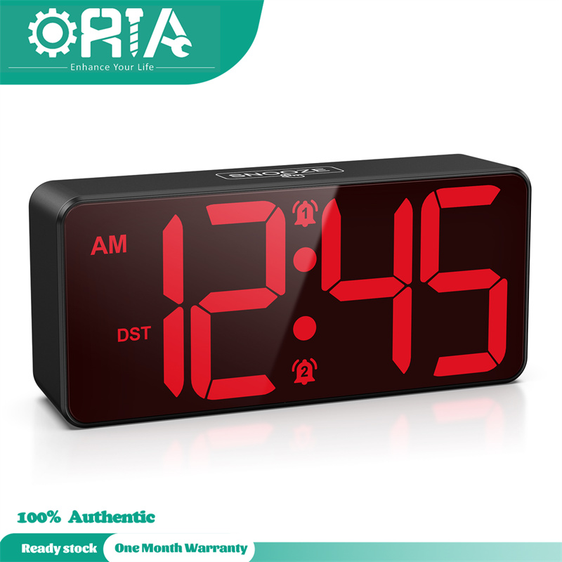 ORIA Digital Alarm Clock Battery Operated Clock Small LED Clock with Dual Alarms 12/24H Large Number Display Snooze Adjustable Brightness & Volume DST Function easy to set up