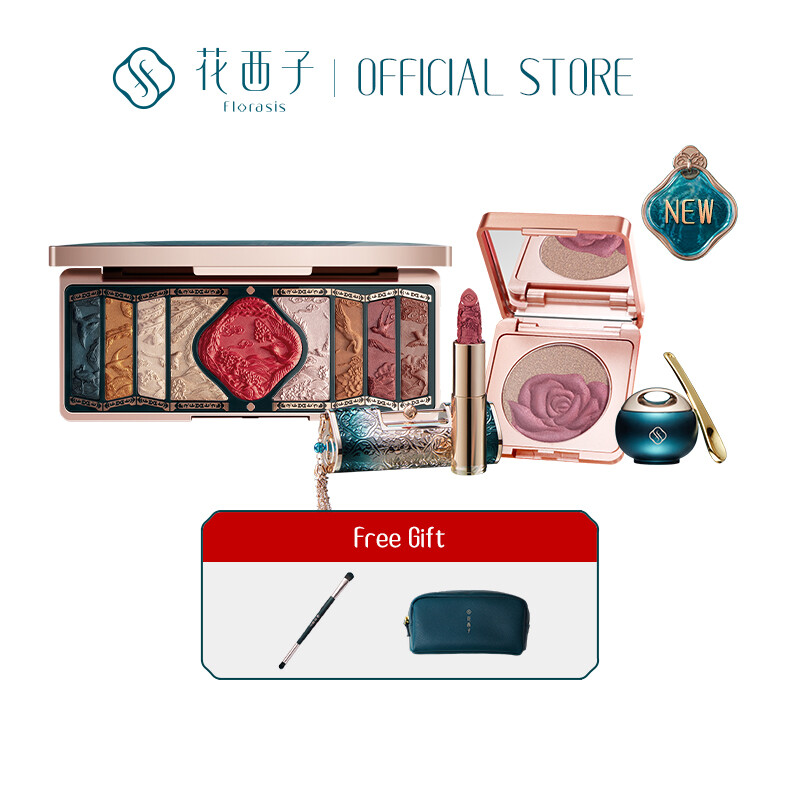 Gambar ??? Florasis Star Products Makeup Kit Lock Lipstick Lip Mask Silk Powder Oil control Free Cosmetic Bag