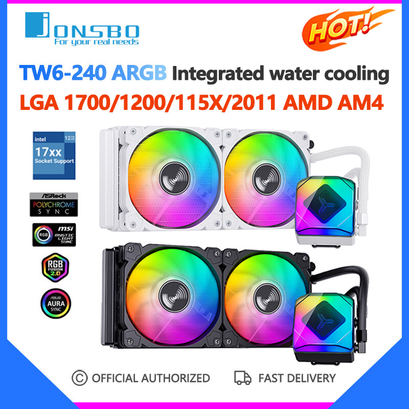 Jonsbo bộ tản nhiệt cpu làm mát bằng nước dung dịch tw6-240 argb bộ tản nhiệt tích hợp quạt 120mm intel lga2011 115x1200 1700 am4