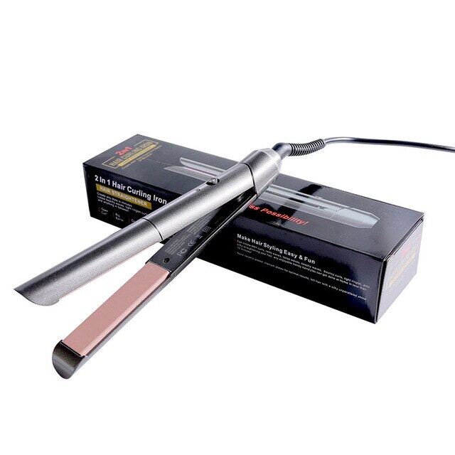Gambar Compact 2in1 Straightener Curler Iron Flat Machine Long Short Dry Wet Hair Style Ceramic For Women Salon Home Barber Dormitory