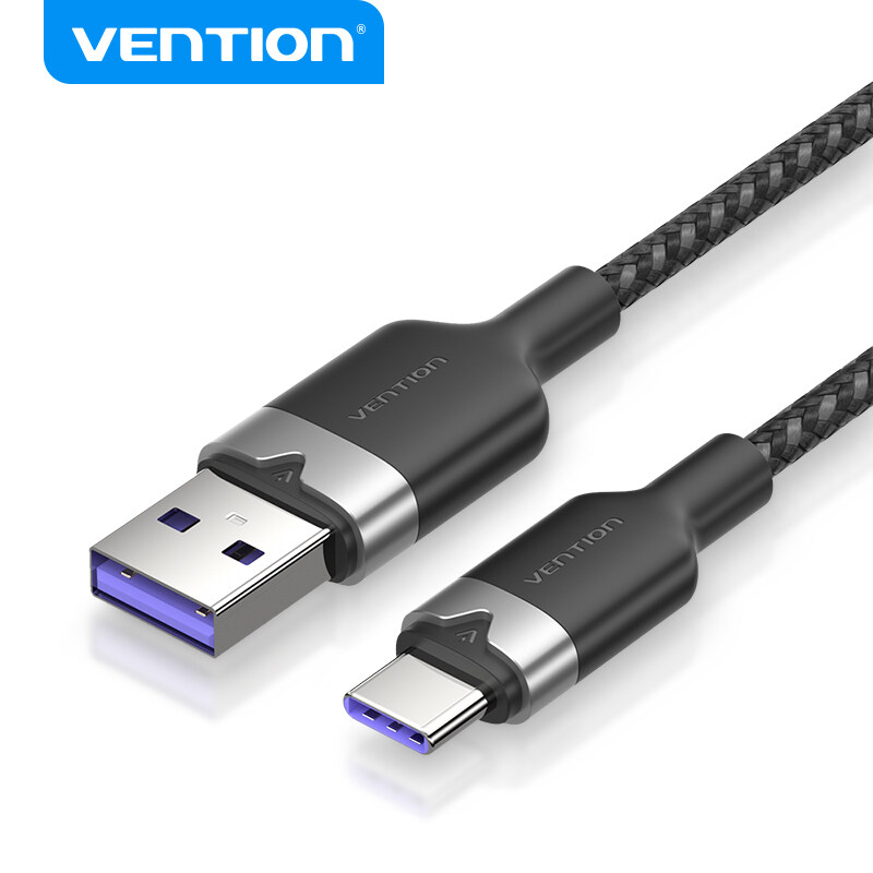Vention Cáp Sạc USB-A to USB-C 6A 100W - Truyền Dữ Liệu 480Mbps - Dây Cáp Bện Vải Bền Bỉ - Vỏ Nhôm C
