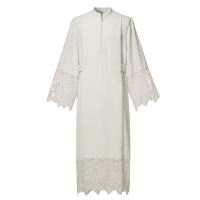 Catholic Priest Mens Surplice Pulpit Liturgical Cotta Vestment With Lace Decorate Stand Neckline White