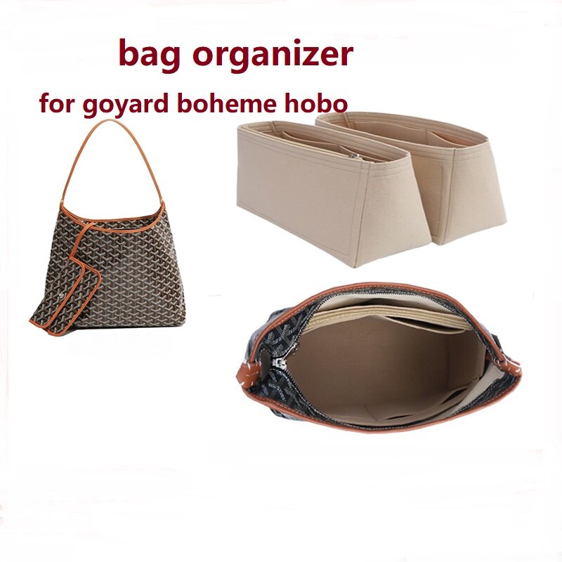 624bag organiser insert for goyard boheme hobo bag in bag organizer multi  pocket compartment storage inner lining felt bag