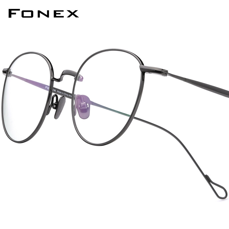 FONEX Gọng kính Titan phụ nữ thiết kế thương hiệu retro cổ điển kính tròn nam Full-rim siêu nhẹ Hàn Quốc Nhật Bản tùy chỉnh kính mắt cho mắt 85645