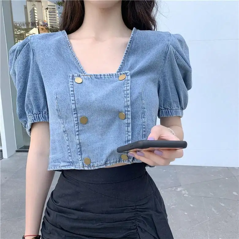 womens short sleeve denim jacket