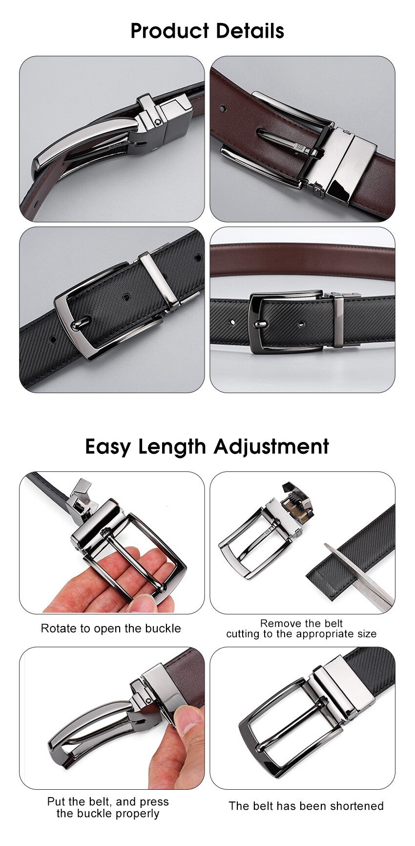 LouisWill Men's Belt Leather Belt Business Two Color Free
